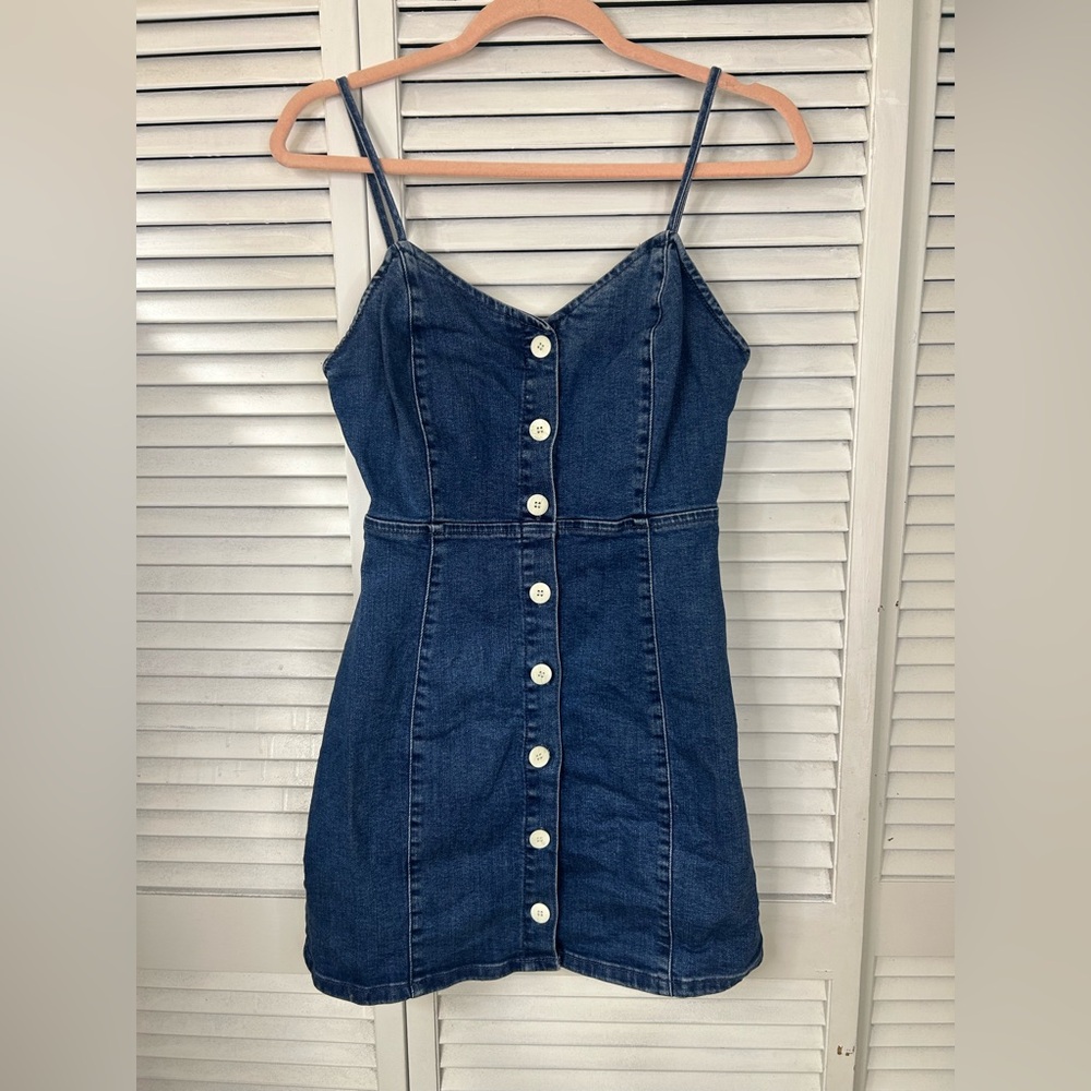 TRF Stylishβ Blue Denim Button-Down Dress Size Small